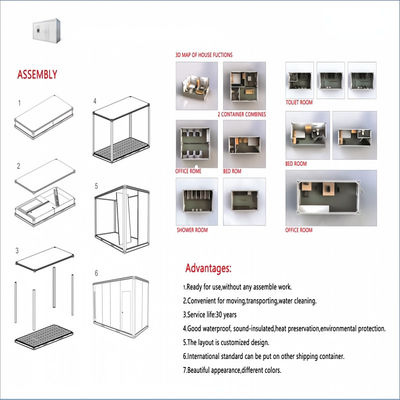 Galvanized Steel Frame Prefab Wooden Container House for Manufactured Portable Hotels