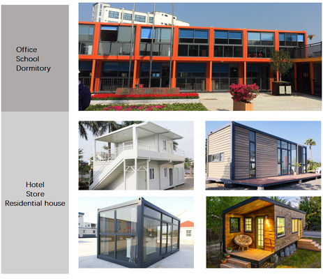 20ft 40ft Prefab Home Office Extendable Steel Modular Container Homes with Box Column