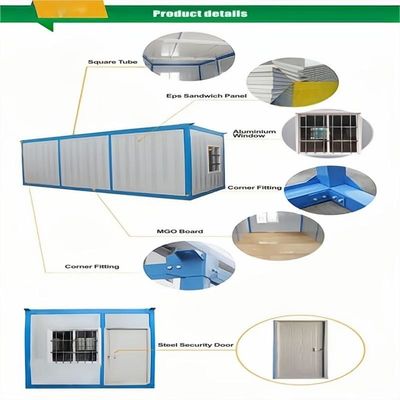 Steel Door 20ft Modular Prefabricated Container House for Hotel Detachable Flat Pack